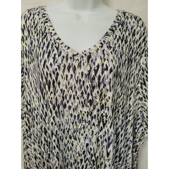 Lee Knit Top Womens Size 3X Short Sleeve V Neck Abstract Print Stretch - Picture 1 of 12